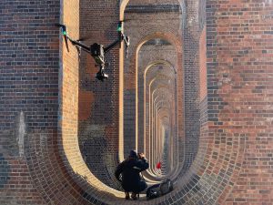 Drone Flying Through Buildings