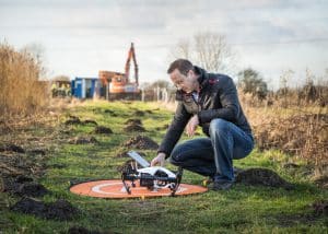 Man with Drone on Launch Pad