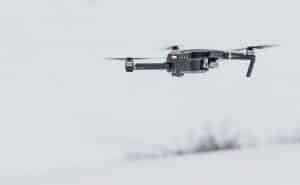 Small Drone Over Snowy Landscape
