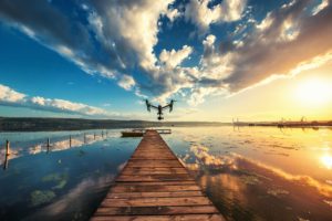 Drone Flying Over River