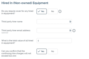 Hired in equipment Coverdrone