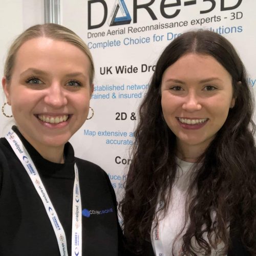 Coverdrone's Marketing Executive Jess Crabtree with Dare 3D's Marketing Assistant Michelle Glancy