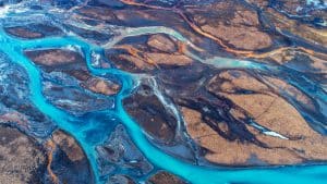 Aerial Shot River in Iceland