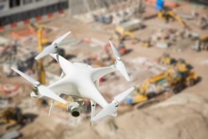 Drone Flying Over Construction Site