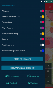 Screenshot of Flysafe App Menu