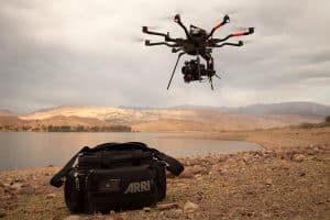 Drone Flying Over Lake