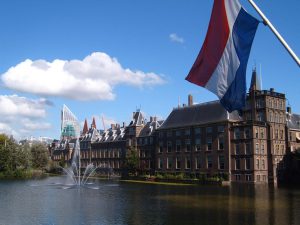 Buildings by Lake in Amsterdam