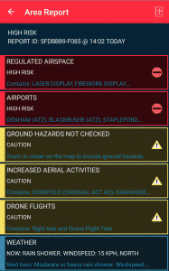 Screenshot Flysafe App Area Report
