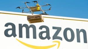 Drone Delivering Amazon Parcel
