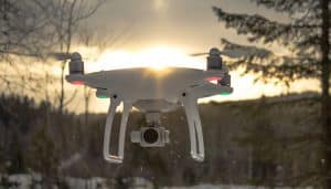 White Drone in Snowy Landscape