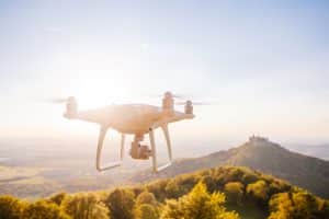 Drone Flying At Sunset