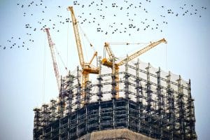 Large Construction Site with Cranes