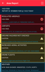 Screenshot Flysafe App Area Report