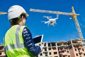 Drone Inspector Inspecting Construction Site