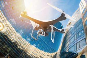 Drone Flying in Modern City