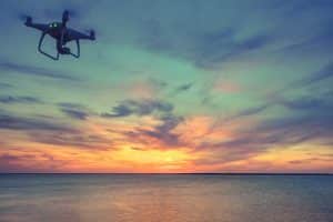 Drone Flying at Sunset
