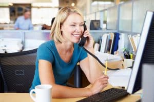 Woman on Phone Smiling