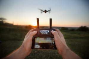 Drone Pilot Holding Drone Controller