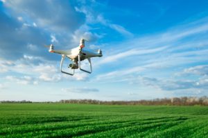 Drone Flying Over Wheat Field