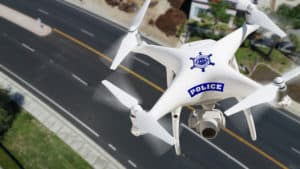 Police Drone Flying Above Street