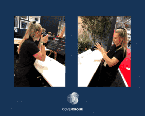 Coverdrone Marketing Executive Jess Testing Canon Cameras