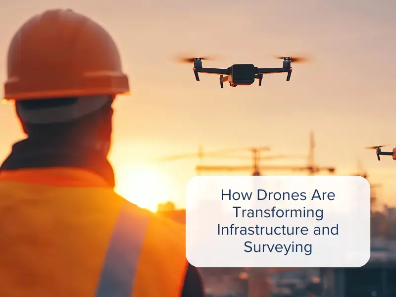 A drone operator piloting a drone to inspect infrastructure