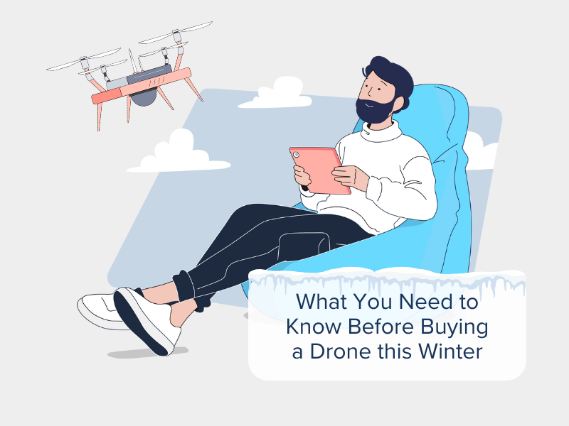 Person in a bean bag chair with an orange tablet watching an orange drone - What You Need to Know Before Buying a Drone this Winter