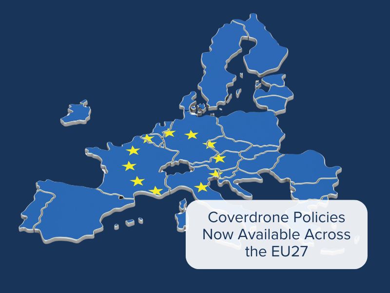 Map of the European Union, representing Coverdrone offering policies across the EU.