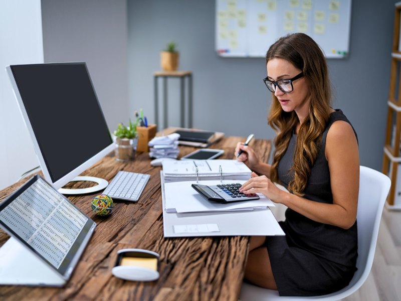 Woman sat at a desk