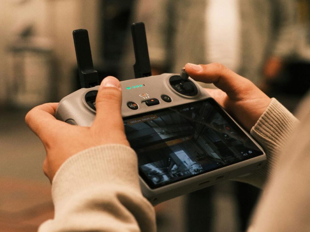 Close up of a drone remote control