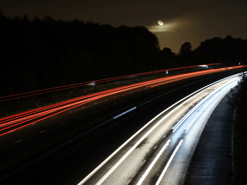 Time-lapse of motorway at night