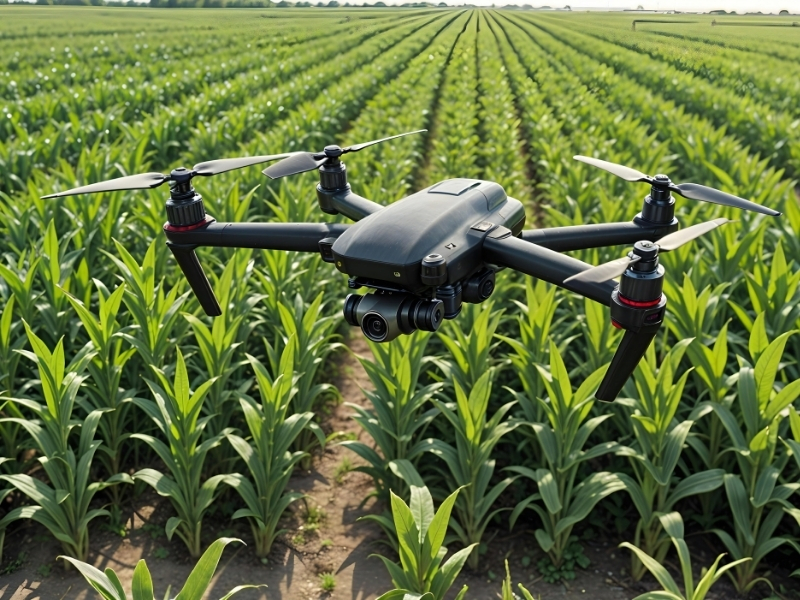 Drone in a field, representing growth