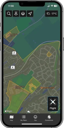 Coverdrone FlySafe App - Drone Map
